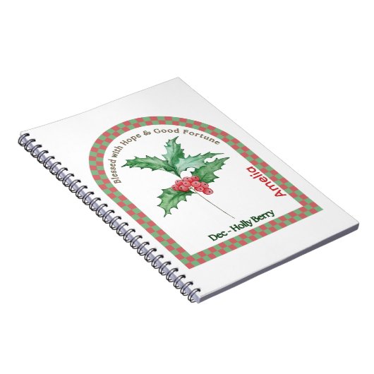 Personalized December Birth Month Flower Notebook ノートブック (右側)