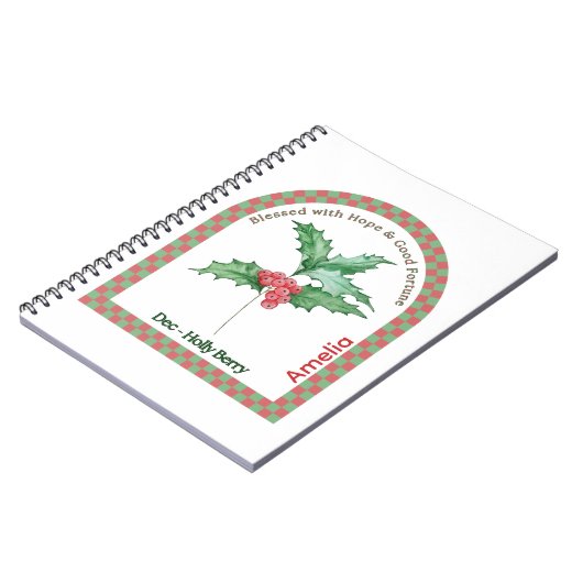 Personalized December Birth Month Flower Notebook ノートブック (左側)