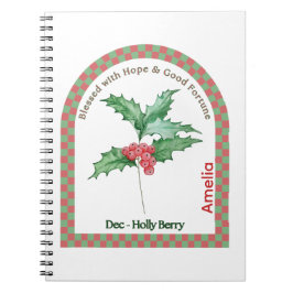 Personalized December Birth Month Flower Notebook ノートブック