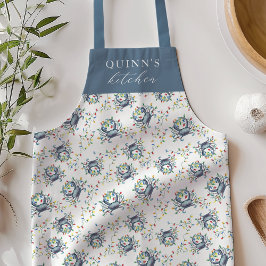 Personalized Deck the Claws Coastal Crab Christmas エプロン