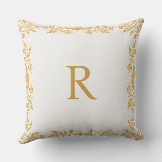 Personalized Decorative Pillow, Gold effec Initial クッション (裏面)