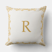Personalized Decorative Pillow, Gold effec Initial クッション (正面)