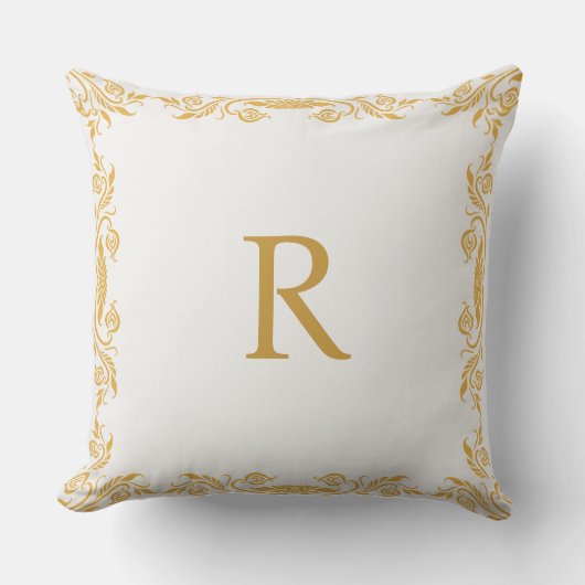 Personalized Decorative Pillow, Gold effec Initial クッション (正面)