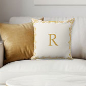Personalized Decorative Pillow, Gold effec Initial クッション