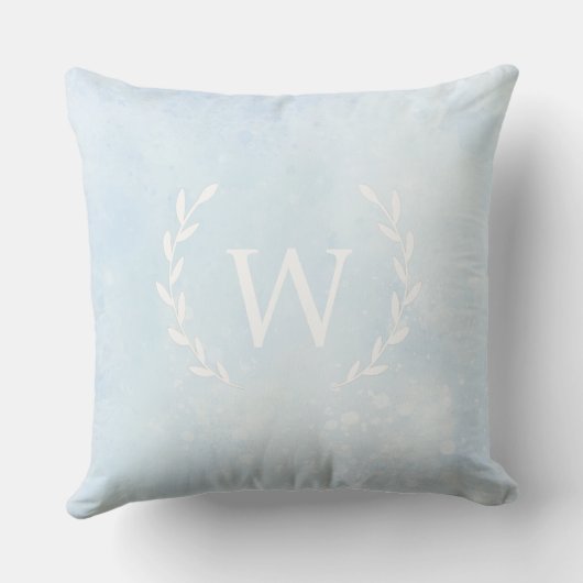 Personalized Decorative Pillow, White Initial クッション (裏面)