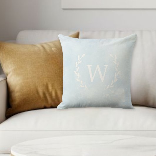 Personalized Decorative Pillow, White Initial クッション