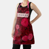 Personalized Deep Red & Pink Rose Garden  エプロン (インサイチュ)