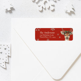 Personalized Deer Christmas Return Address Label ラベル