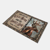 Personalized Deer Here Lives Old Buck Sweet Doe  ドアマット (アングル)