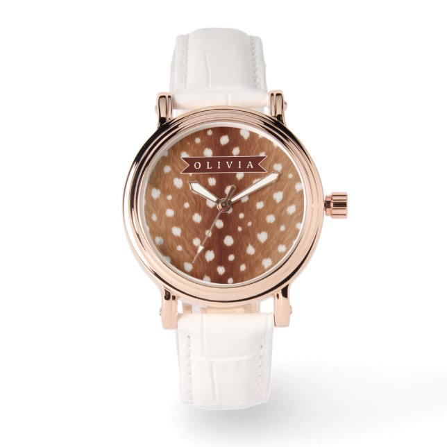 Personalized Deer Print Neutral Aesthetic Gifts 腕時計 (正面)
