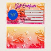 Personalized Delicate Blossoms Gift Certificate (正面&裏面)