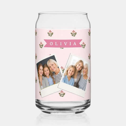 Personalized Delicate Botanical Floral Romantic ガラス缶 (正面)