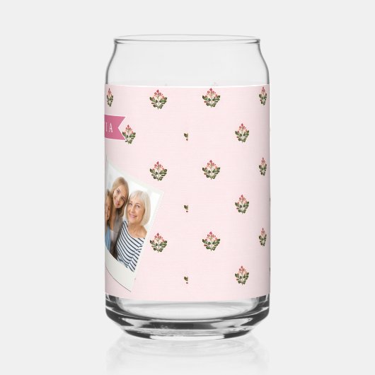 Personalized Delicate Botanical Floral Romantic ガラス缶 (左)