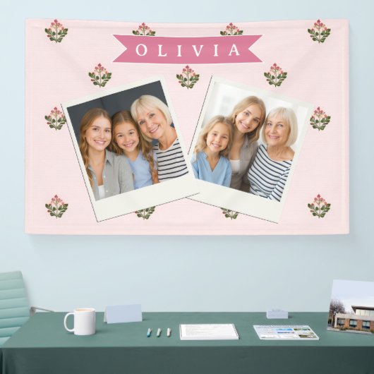 Personalized Delicate Botanical Floral Romantic 横断幕 (トレードショー)