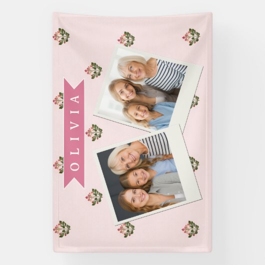 Personalized Delicate Botanical Floral Romantic 横断幕 (縦)