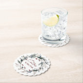 Personalized Delicate Christmas Floral Wreath ペーパーコースター (インサイチュ)