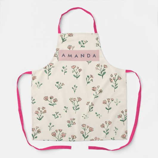 Personalized Delicate Hand-Drawn Wildflower エプロン (正面)