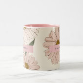 Personalized Delicate Pink Daisy Illustration ツートーンマグカップ (中央)