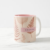 Personalized Delicate Terracotta Leaf Sketch  ツートーンマグカップ (正面右)