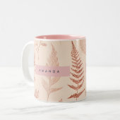 Personalized Delicate Terracotta Leaf Sketch  ツートーンマグカップ (正面左)