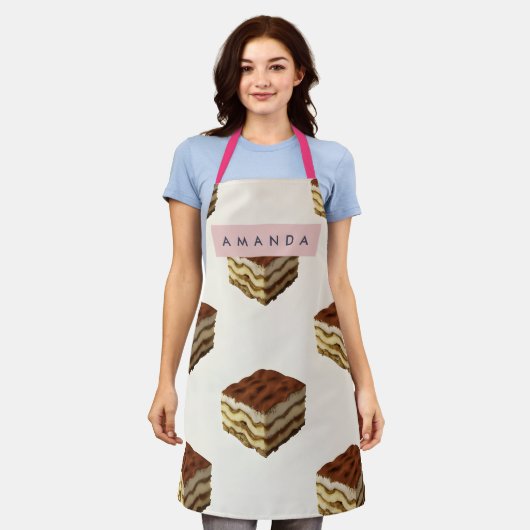 Personalized Delicious Tiramisu Dessert Pattern エプロン (着用した状態)