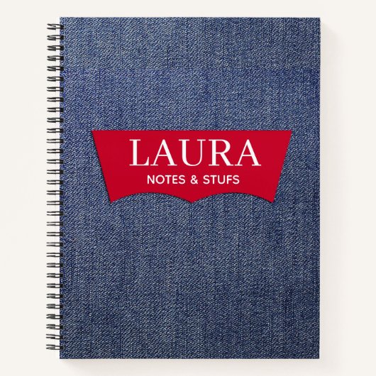 Personalized Denim Custom Name Notes & Stuffs ノートブック (正面)