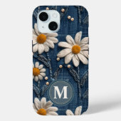 Personalized Denim Daisy Initial Phone Case Case-Mate iPhoneケース (裏面)