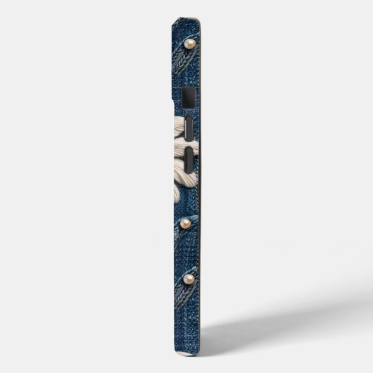 Personalized Denim Daisy Initial Phone Case Case-Mate iPhoneケース (裏面 / 左)