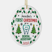 Personalized Dental Assistant First Christmas Tree セラミックオーナメント (右)