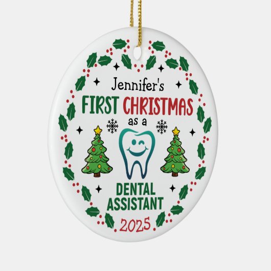 Personalized Dental Assistant First Christmas Tree セラミックオーナメント (右)