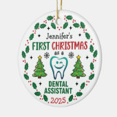 Personalized Dental Assistant First Christmas Tree セラミックオーナメント (左)