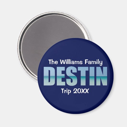 Personalized Destin Beach Trip Cool Blue マグネット (正面/裏面)