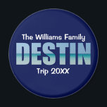 Personalized Destin Beach Trip Cool Blue マグネット<br><div class="desc">These cool custom Destin Florida magnets feature your personalized group name for a family reunion or trip to the Emerald Coast. The letters of the word DESTIN are filled with beautiful ocean photography for your vacation.</div>