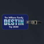 Personalized Destin Beach Trip Cool Ocean ラゲッジタグ<br><div class="desc">These cool custom Destin Florida luggage tags feature your personalized group name for a family reunion or trip to the Emerald Coast. The letters of the word DESTIN are filled with beautiful ocean photography for your vacation.</div>