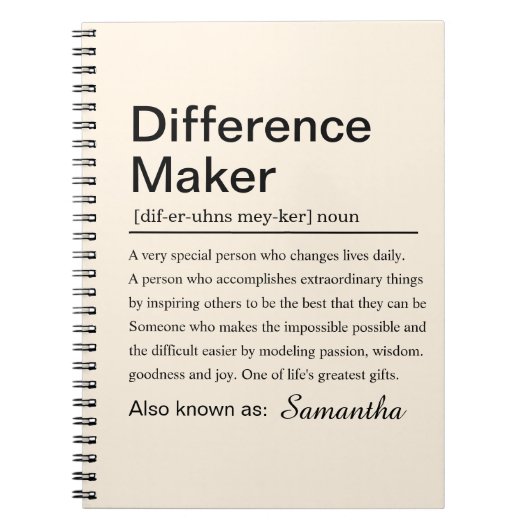 Personalized Difference Maker ノートブック (正面)