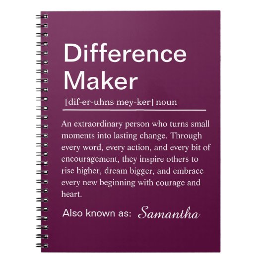 Personalized Difference Maker Definition ノートブック (正面)