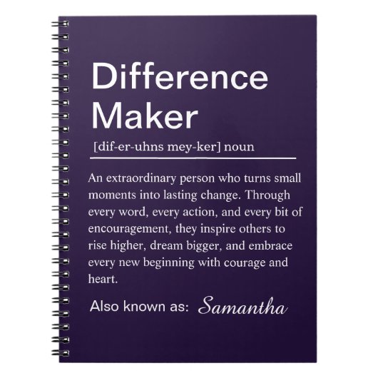 Personalized Difference Maker Definition ノートブック (正面)