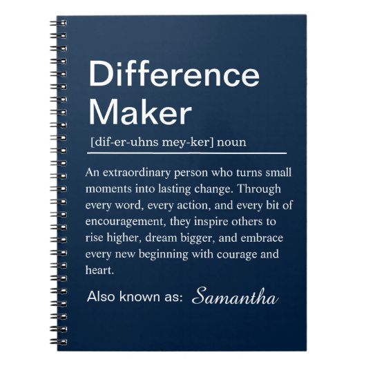 Personalized Difference Maker Definition ノートブック (正面)