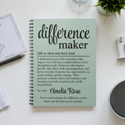 Personalized Difference Maker Definition Gift ノートブック