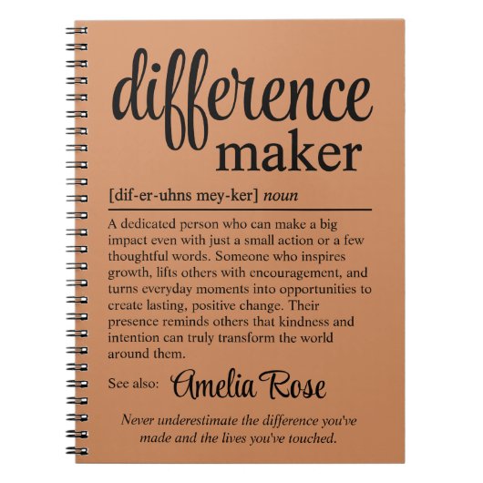 Personalized Difference Maker Definition Gift ノートブック (正面)