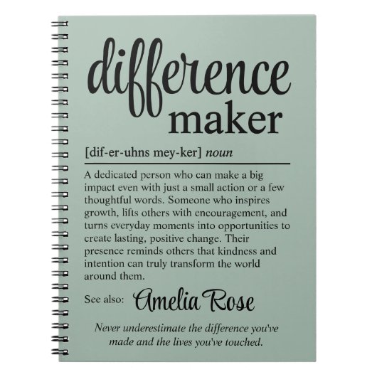 Personalized Difference Maker Definition Gift ノートブック (正面)