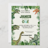 Personalized Dino 1st Birthday Invitation Suite 招待状 (正面)