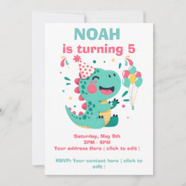 Personalized Dino Birthday Party Invitation Boys 招待状