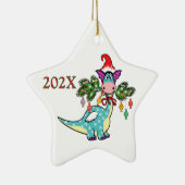 Personalized Dino Christmas  セラミックオーナメント (右)