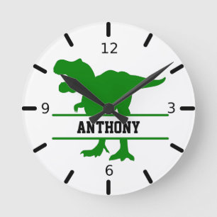 Personalized Dinosaur ラウンド壁時計