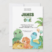 Personalized Dinosaur 1st Birthday Invitation  招待状 (正面)