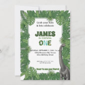 Personalized Dinosaur 1st Birthday Invitations 招待状 (正面)