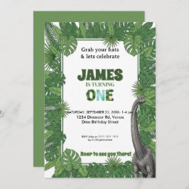 Personalized Dinosaur 1st Birthday Invitations 招待状