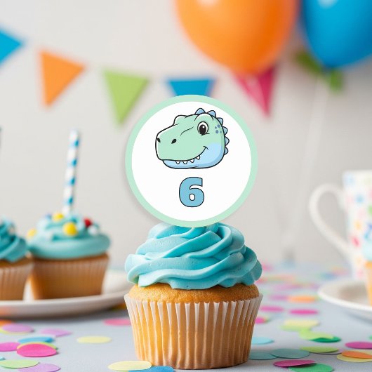 Personalized Dinosaur Age Cupcake Toppers | Dino  ラウンドシール