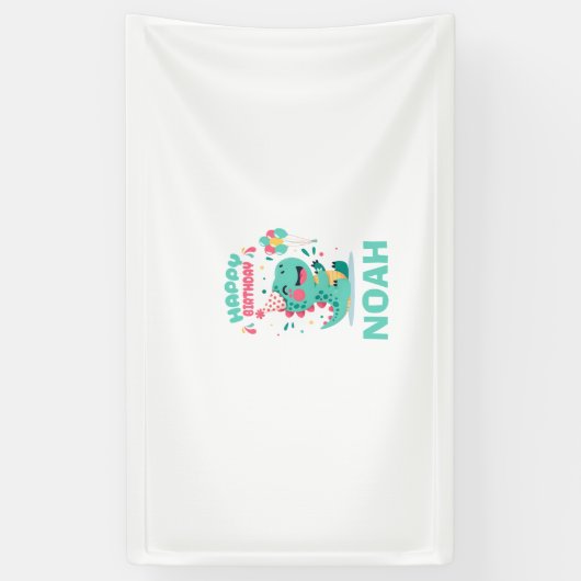 Personalized Dinosaur Birthday Banner Boys 横断幕 (縦)